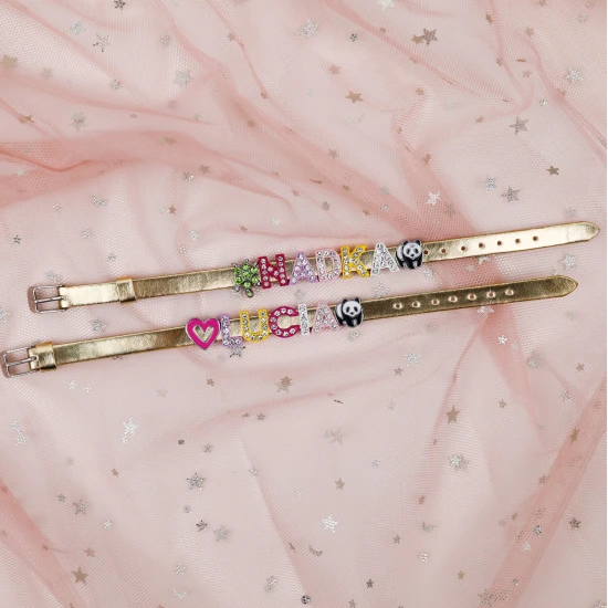 Zlatý dětský náramek se jménem METALIC Nojomojo