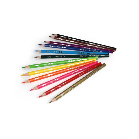 Tříhranné pastelky Stitch Blue s 12 barvami a lepenou tuhou, vhodné pro děti