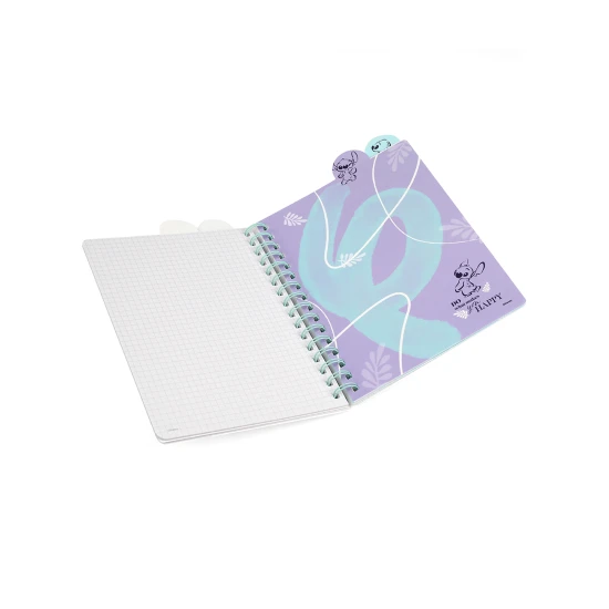 Zápisník A5 Stitch Pastel se spirálou, záložkami a čtverečkovými stranami
