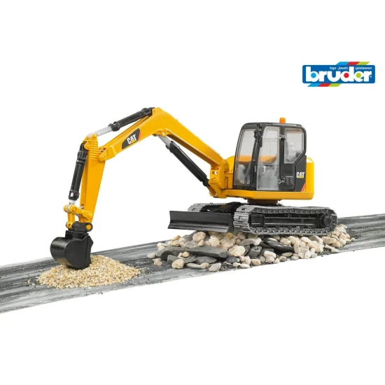 Bruder Bruder pásový bagr CAT Model Cat® Mini rýpadla s pásovým podvozkem a otočnou kabinou pro práci v náročném terénu.