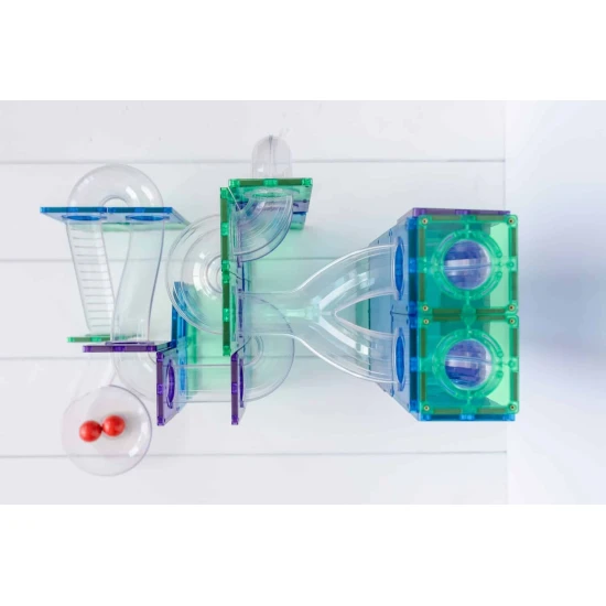 CONNETIX 92-dílná Duhová Kuličková Dráha – zábavné zatáčky pro děti, rozvoj kreativity a STEAM vzdělávání.