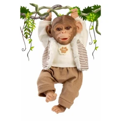 Guca Opička s měkkým látkovým tělem v béžovo-hnědém kompletu 32 cm
