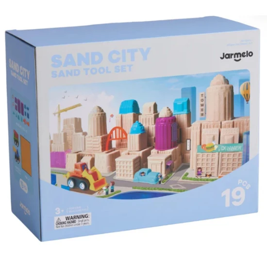 Sada na kinetický písek pro děti – formičky, nástroje a stavební autíčka