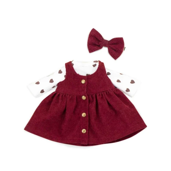 Set oblečení pro pejska Lucky Doggy – Cozy Casual, vínové šatičky a srdíčkové tričko