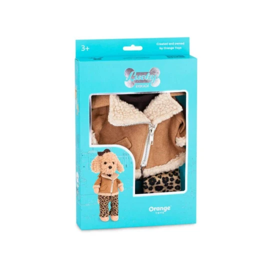 Lucky Doggy oblečení pro pejska Leopard Fur Outfit – zimní bunda, tričko a leopardí kalhoty pro plyšového pejska