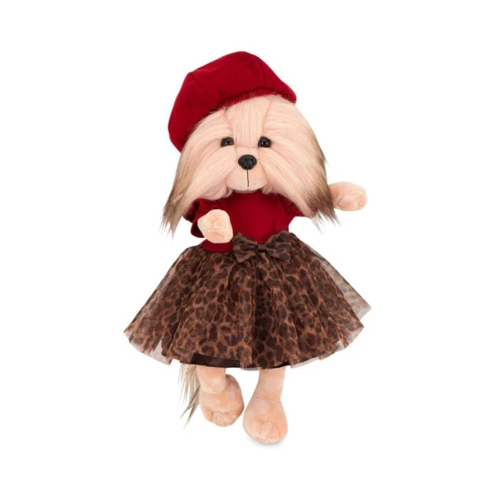 Plyšový pejsek yorkšírka Lucky Doggy Yoyo Mademoiselle v leopardí sukýnce s baretom