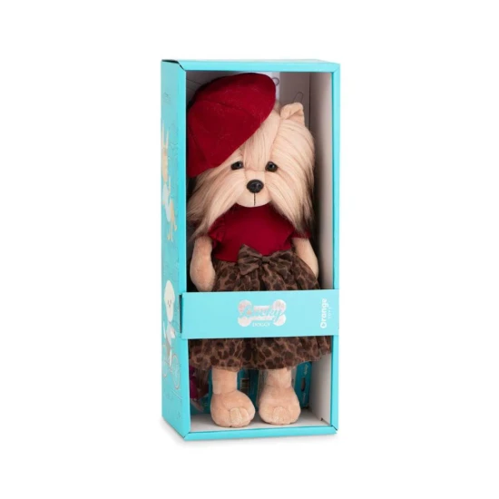 Plyšový pejsek yorkšírka Lucky Doggy Yoyo Mademoiselle v leopardí sukýnce s baretom