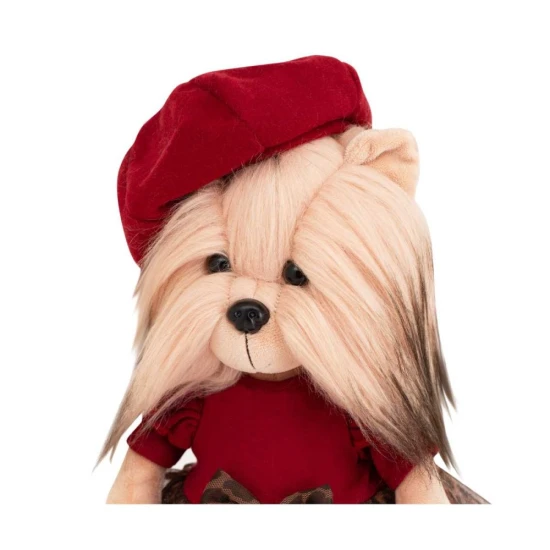 Plyšový pejsek yorkšírka Lucky Doggy Yoyo Mademoiselle v leopardí sukýnce s baretom