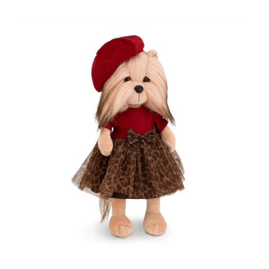 Plyšový pejsek yorkšírka Lucky Doggy Yoyo Mademoiselle v leopardí sukýnce s baretom