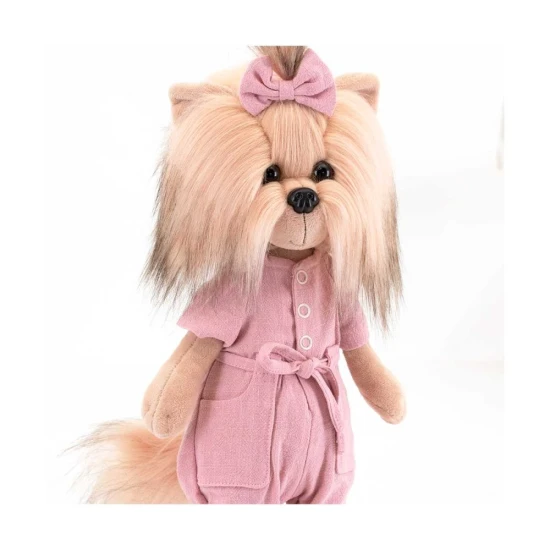 Plysovy pejsek Lucky Doggy Yoyo yorksirka v ruzovych satech – 38 cm