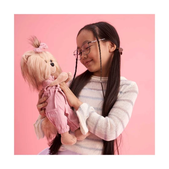 Plysovy pejsek Lucky Doggy Yoyo yorksirka v ruzovych satech – 38 cm