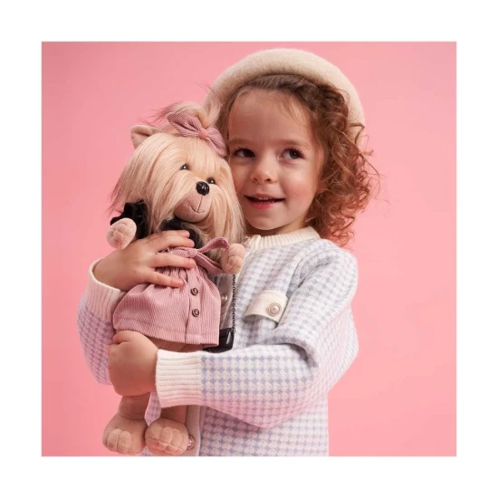 Plyšový pejsek yorkšírka Lucky Doggy Yoyo Perfect Look v černém topu a růžové sukni