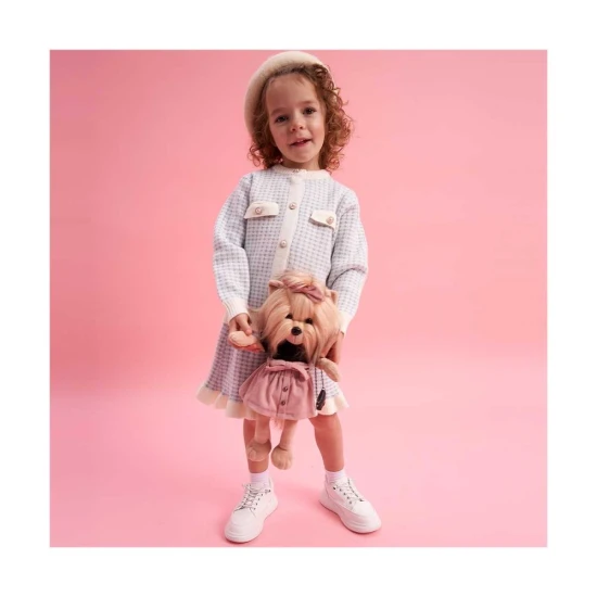 Plyšový pejsek yorkšírka Lucky Doggy Yoyo Perfect Look v černém topu a růžové sukni