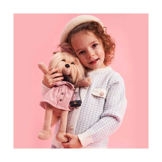 Plyšový pejsek yorkšírka Lucky Doggy Yoyo Perfect Look v černém topu a růžové sukni