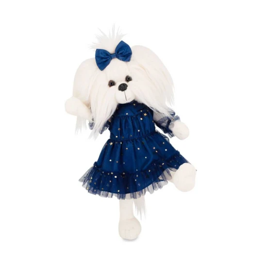 Plyšový pejsek maltézská fenka Lucky Doggy Mimi Sky Full of Stars v modrých tylových šatech s mašlí