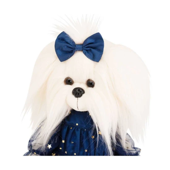 Plyšový pejsek maltézská fenka Lucky Doggy Mimi Sky Full of Stars v modrých tylových šatech s mašlí