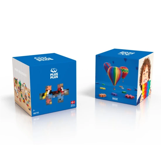 Plus-Plus Basic Box – 600 dílků v základních barvách v plastovém boxu s návodem