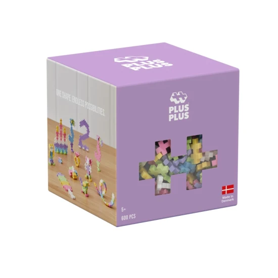 Plus-Plus Pastel – 600 dílků v pastelových barvách, stavebnice pro děti s inspirační brožurou