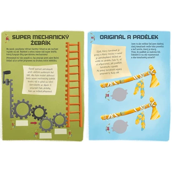 Samolepková únikovka Honba za zlatým tomahavkem – dětský zábavný sešit s úkoly a samolepkami