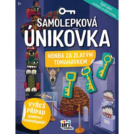 Samolepková únikovka Honba za zlatým tomahavkem – dětský zábavný sešit s úkoly a samolepkami