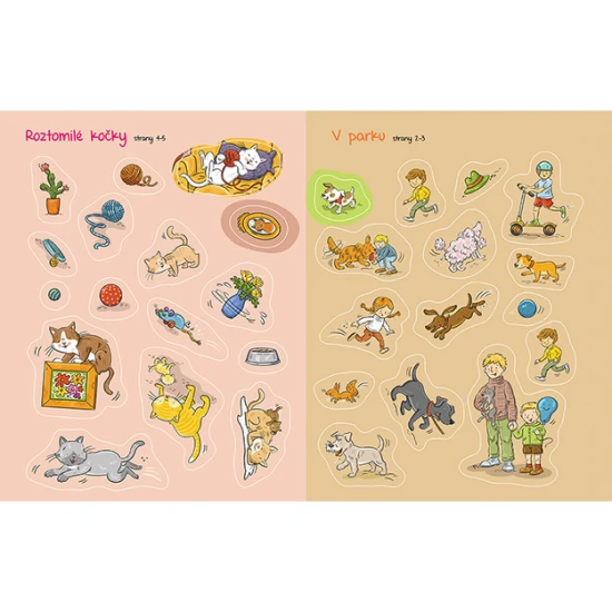 Jiri Models Domácí zvířátka Samolepková knížka Samolepkový sešit s domácími zvířátky pro děti