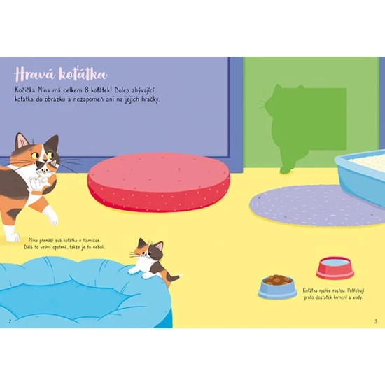 Jiri Models Kočky a koťátka Samolepková knížka Samolepková knížka Kočky a koťata – opakovaně použitelné samolepky pro děti