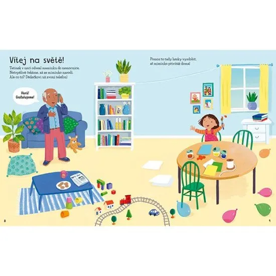 Jiri Models Nové miminko Samolepková knížka Ilustrovaný sešit s nálepkami pro starší sourozence