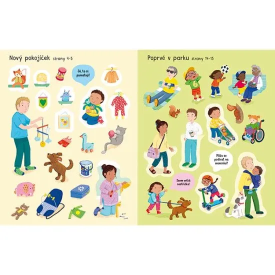 Jiri Models Nové miminko Samolepková knížka Ilustrovaný sešit s nálepkami pro starší sourozence