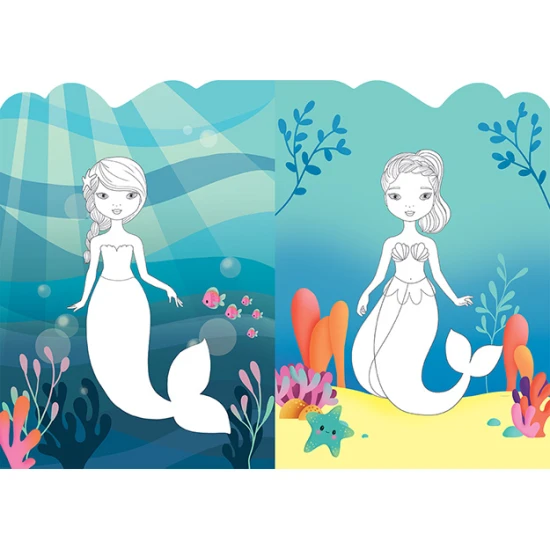 Jiri Models Šaty pro mořské víly Tvarované oblékání se samolepkami Samolepková knížka s mořskými víly – tvůrčí oblékání s omalovánkami a samolepkami pro děti.