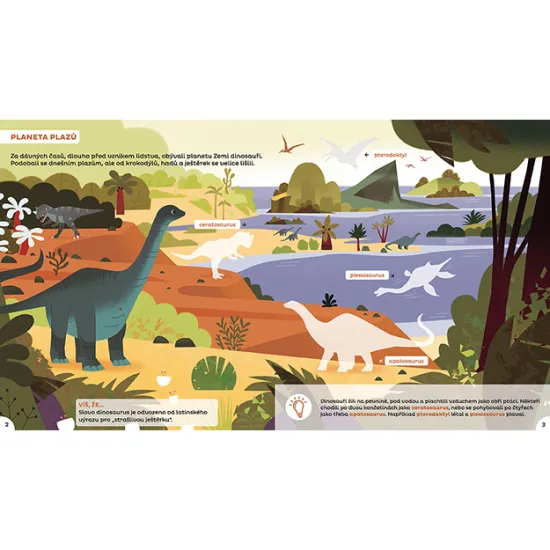 Jiri Models Samolepky pro zvídavé děti Dinosauři Samolepková knížka o dinosaurech pro děti s obrázky dinosaurů, samolepkami a vzdělávacími aktivitami.