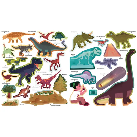 Jiri Models Samolepky pro zvídavé děti Dinosauři Samolepková knížka o dinosaurech pro děti s obrázky dinosaurů, samolepkami a vzdělávacími aktivitami.