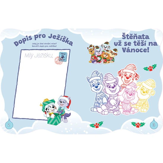 Nejkrásnější vánoční omalovánky se samolepkami Tlapková patrola – 24 stran omalovánek a 4 listy samolepek