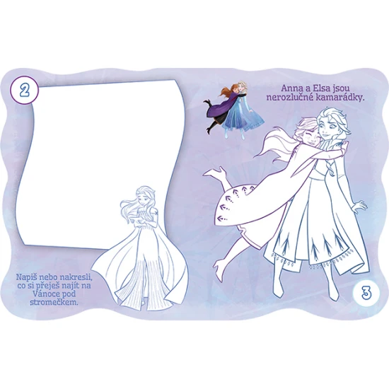 Nejkrásnější vánoční omalovánky se samolepkami Ledové království – 24 stran omalovánek a 4 listy samolepek