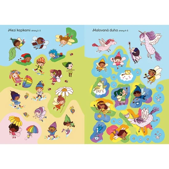 S touto samolepkovou knížkou se dětičky pobaví s nálepkami a poznají magický svět duhy