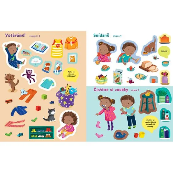 Víš jak by měl vypadat denní režim? Krásně ilustrovaný nálepkový sešit zaujme každé dítě.