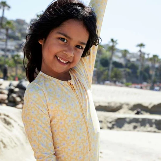 Dětské dívčí plavky s dlouhým rukávem UPF 50+ Florish yellow Swim Essentials