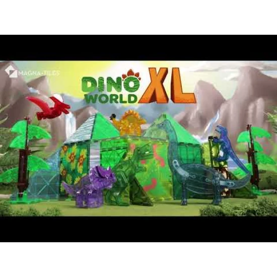 Magnetická sada XL Dino World s dinosaury a stromy.
