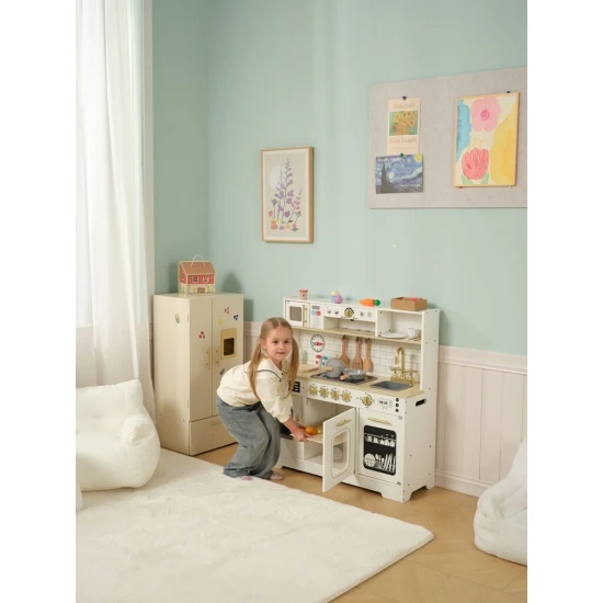 Detska drevena kuchynka velka se svetlem a doplnky z FSC dreva