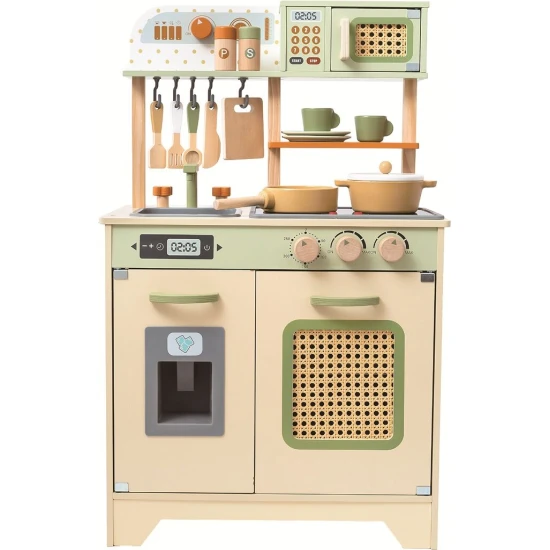 Detska drevena kuchynka 2Kids Toys Sweet se sporakem, mikrovlnkou, kavovarem a doplnky