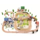 Dřevěná vláčkodráha Město a Vesnice – 200 dílů, koleje, vláčky, most a doplňky