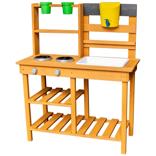 Dřevěná zahradní kuchyňka s dřezem