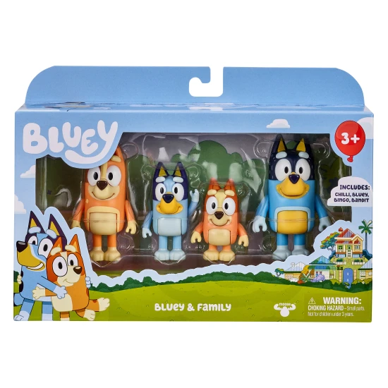 Bluey Rodina 4 ks – figurky Bluey, Bingo, Chilli a Bandit