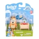 Sada Dětské závody se zábavnými figurkami Chilli a Baby Bluey s kolébkou.