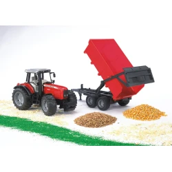 Farmer traktor Massey Ferguson s přívěsem