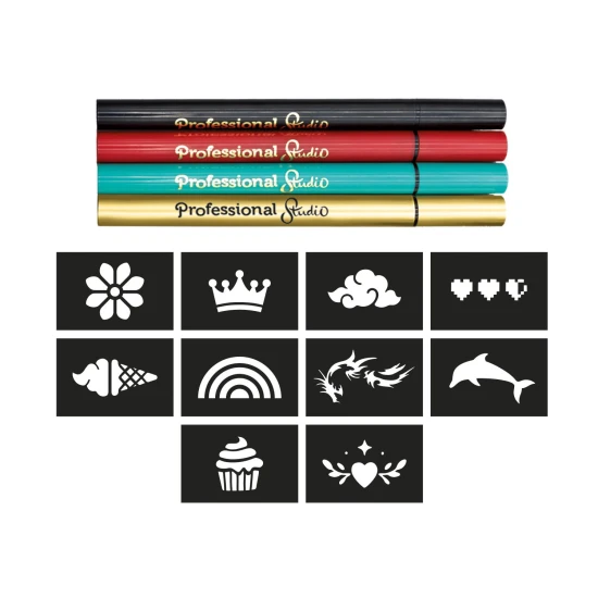 Zlaté tetování na tělo s kreativní sadou Tetovací pera Gold