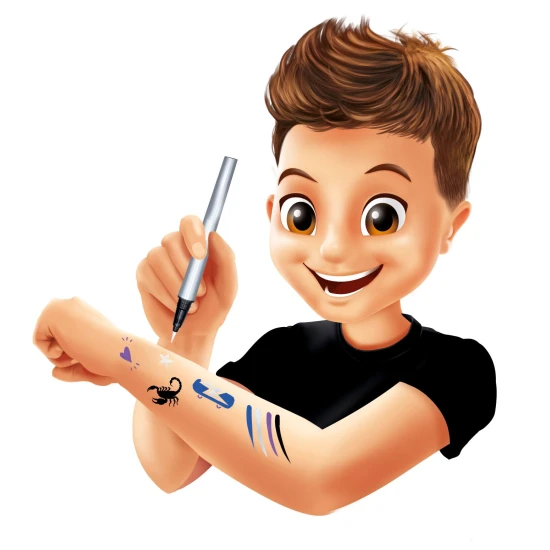 Tetování na tělo s kreativní sadou Tetovací pera Gold