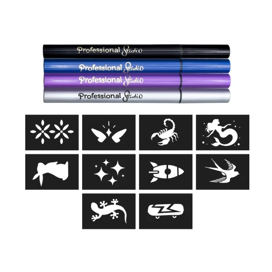 Tetování na tělo s kreativní sadou Tetovací pera Gold