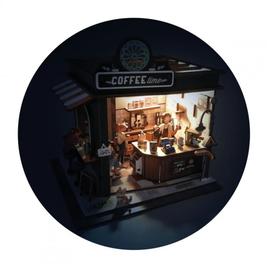DIY kavárna Diorama Buki miniaturní kavárna s LED osvětlením