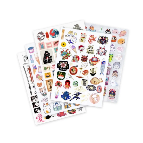 Sada samolepek 200+ Manga Buki s manga a kawaii motivy