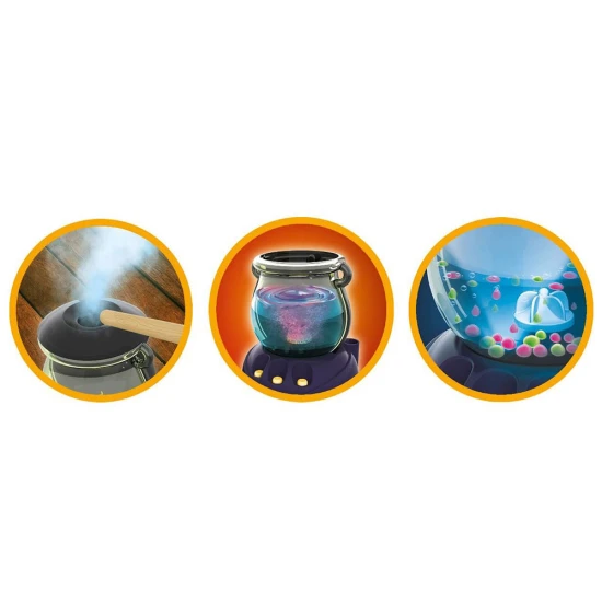 Sada je tematicky laděna jako dílna malého "chemického čaroděje" se všemi potřebnými pomůckami.